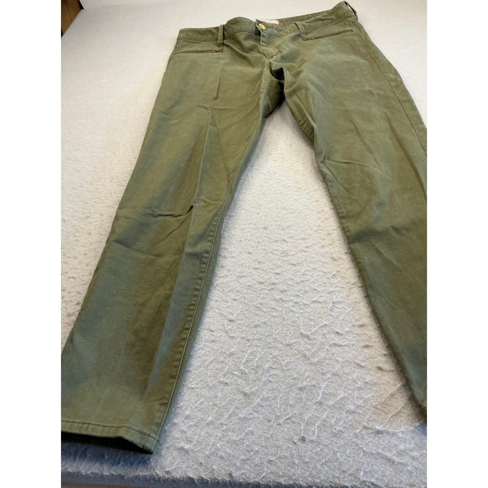 Banana Republic Pants Womens 8A Green Twill Zip Leg Skinny Whispering Pine